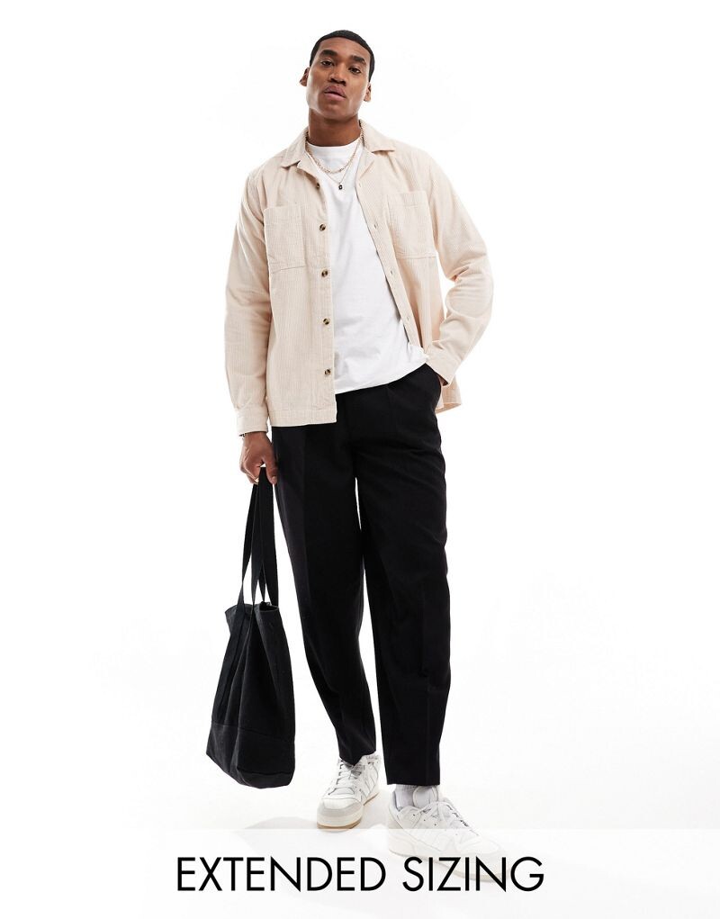 

Светло-розовая куртка-рубашка в рубчик с воротником с лацканами ASOS DESIGN