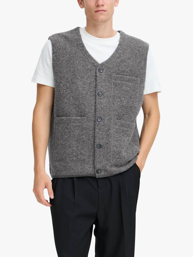 

Вязаный жилет с V-образным вырезом из шерстяной смеси Casual Friday, Mid Grey Melange