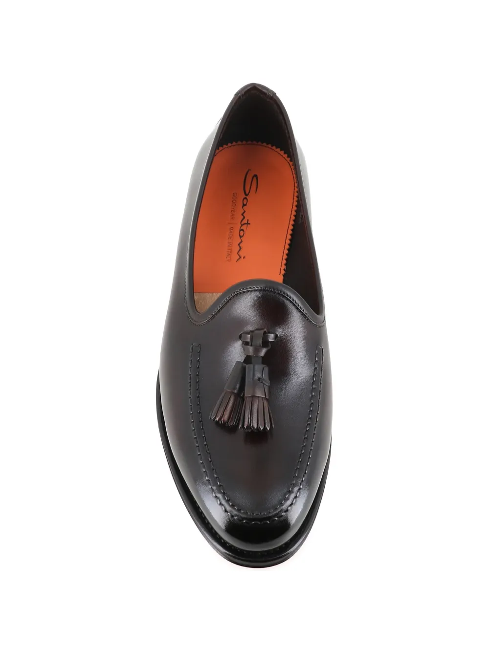 Кожаные лоферы с кисточками Santoni, коричневый — фото 4