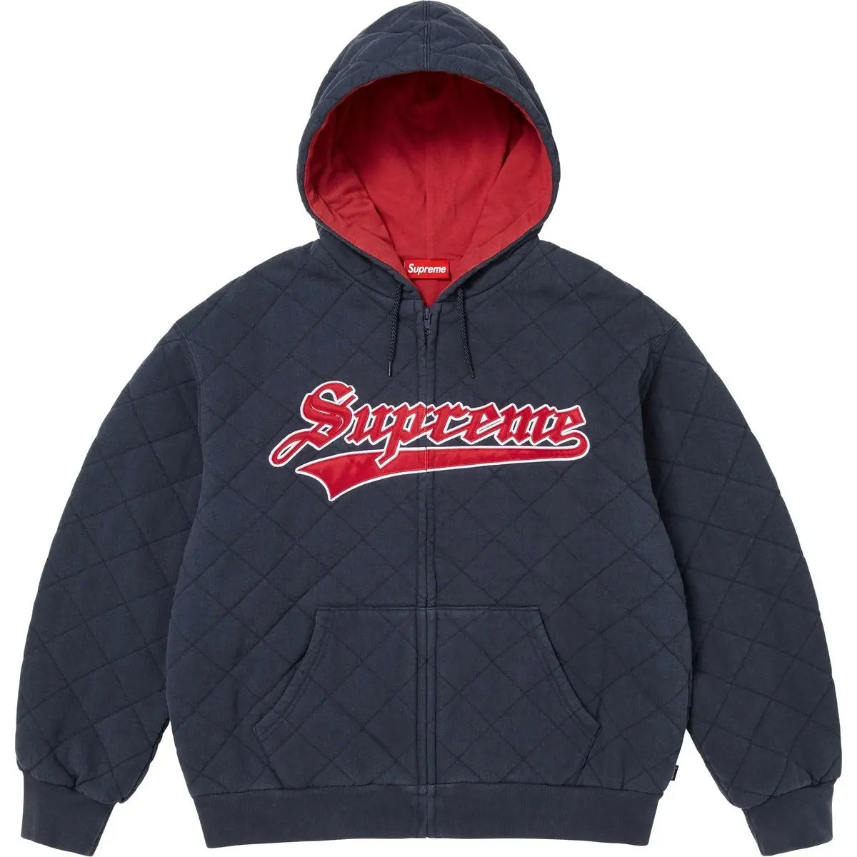 Стеганый свитер с капюшоном на молнии Supreme, зеленый camouflage/зеленый camo — фото 3