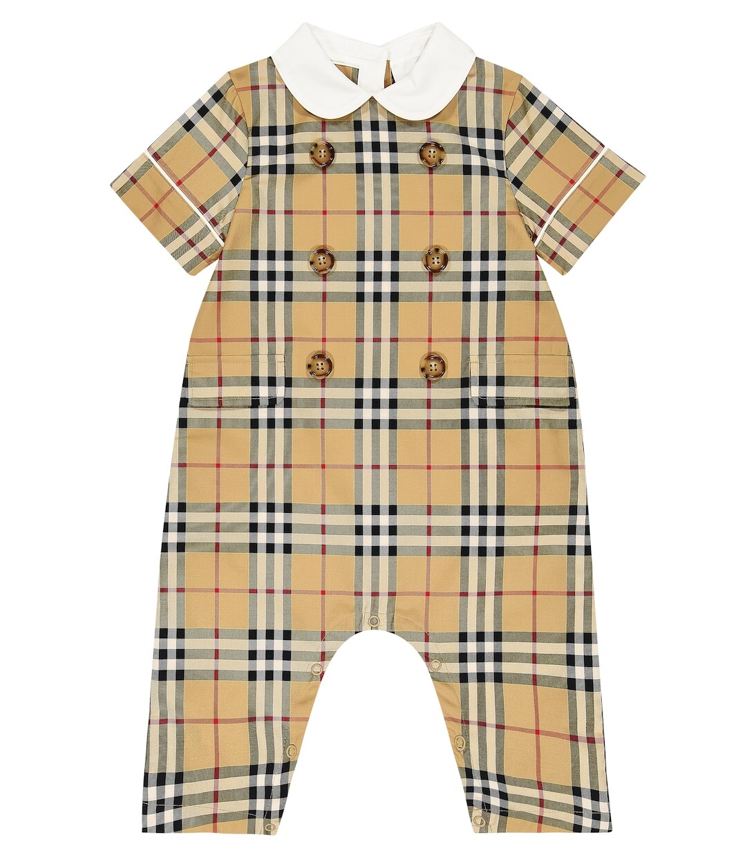 

Комбинезон в клетку для малышей из смесового хлопка Burberry Kids, мультиколор