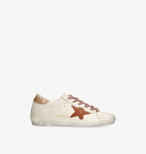 Низкие кожаные кроссовки Superstar 12117 с аппликацией в виде звезд Golden Goose, бежевый