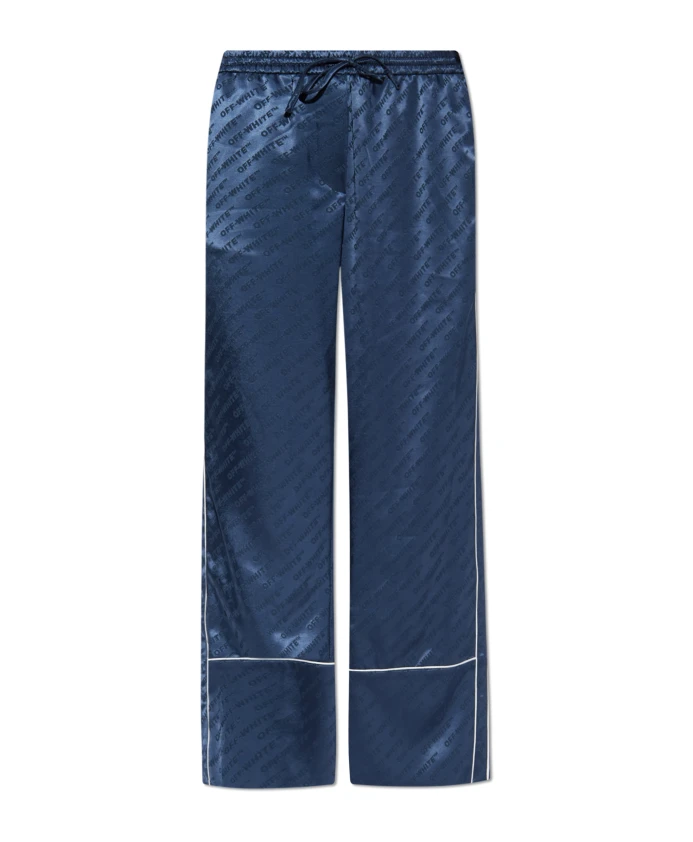 

Атласные брюки с монограммой Off White, синий