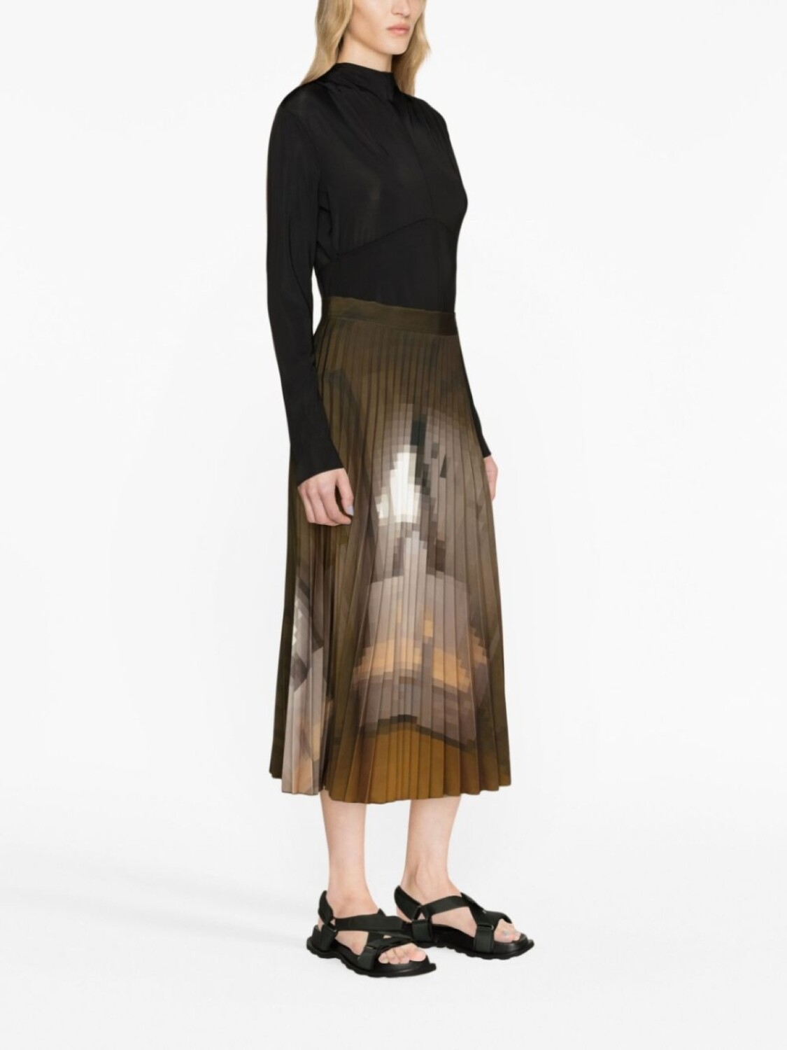 Jil Sander топ с круглым вырезом и длинными рукавами, черный — фото 3