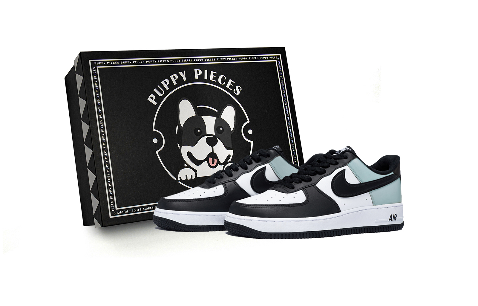 

Nike Кроссовки Air Force 1 Puppy Fragment, Special Shoe Box, низкие, мужские, для скейтбординга, белые, зеленые