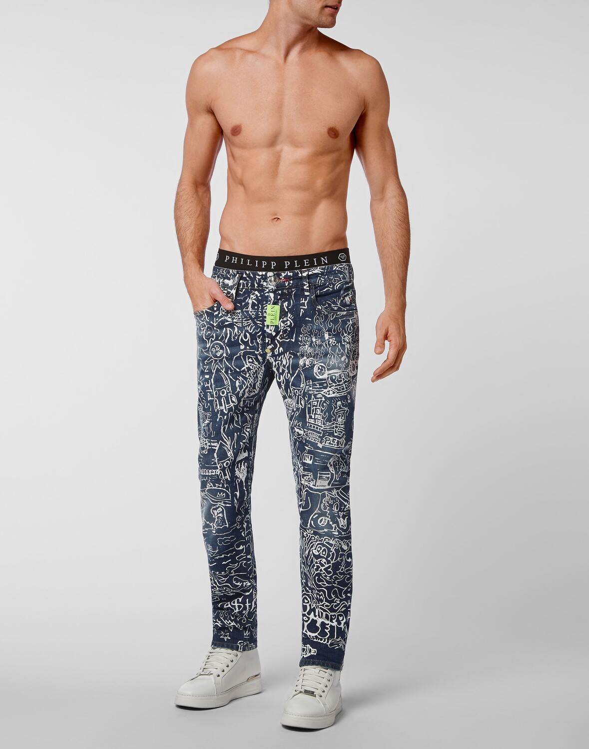 

Джинсовые брюки супер прямого кроя Philipp Plein, цвет Blue Sparks