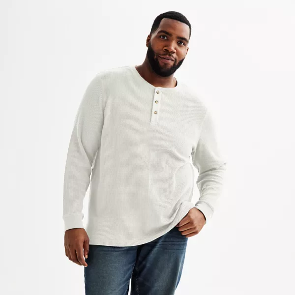 

Объемная длинная вафельная футболка с пуговицами Big & Tall Sonoma Goods For Life, цвет ivory heather