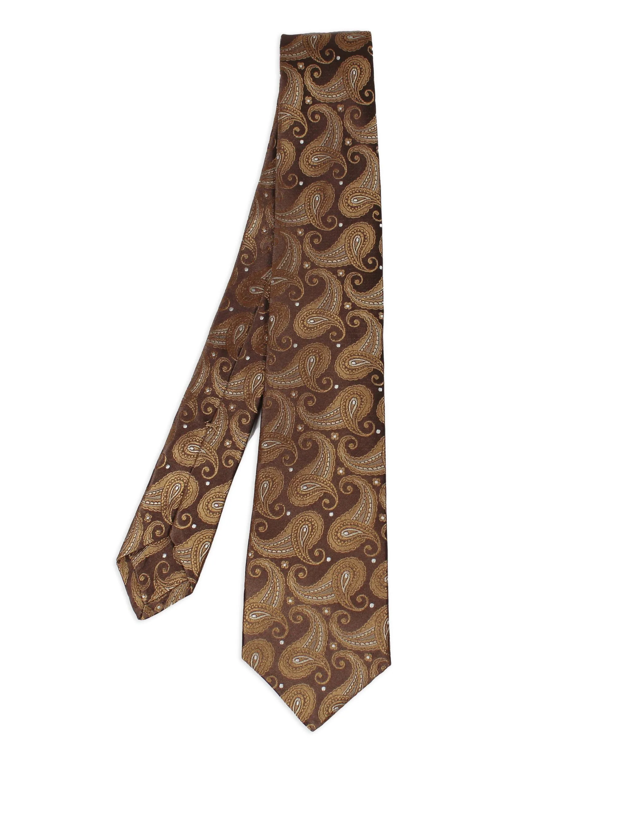 

Галстук с узором пейсли Kiton, коричневый