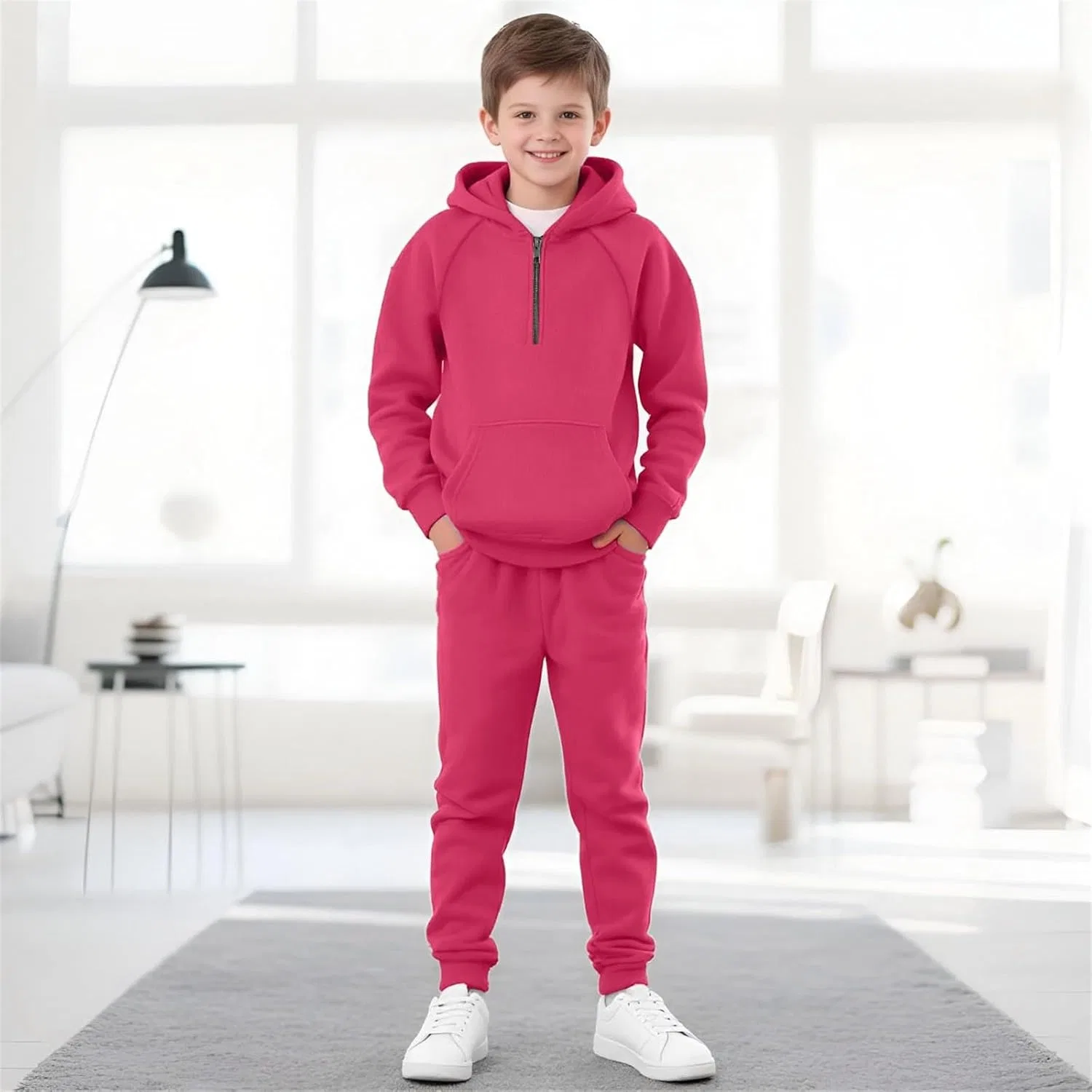 Детский спортивный костюм из флиса, 2 предмета, Hot Pink — фото 3