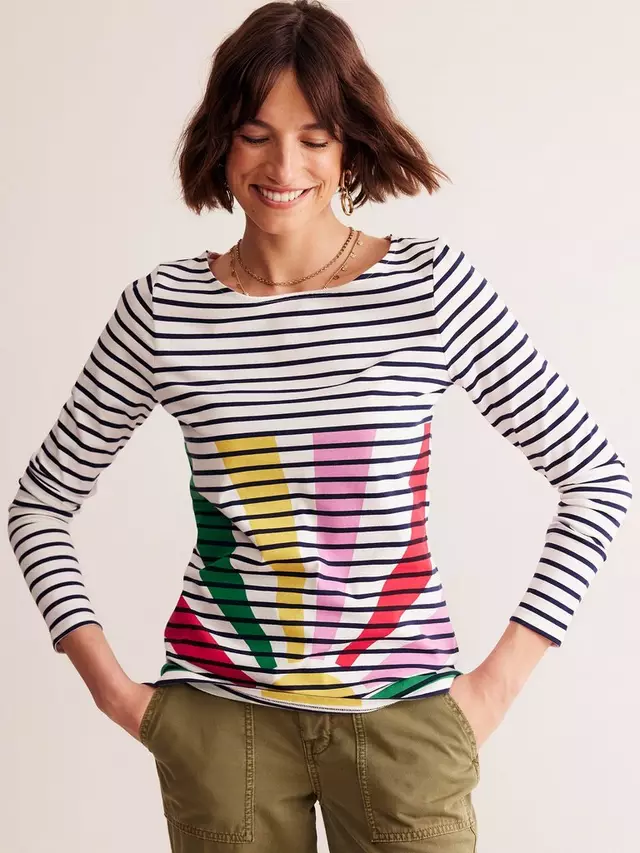 

Топ Boden Ella Sunshine Breton Stripe, цвет ivory/multi
