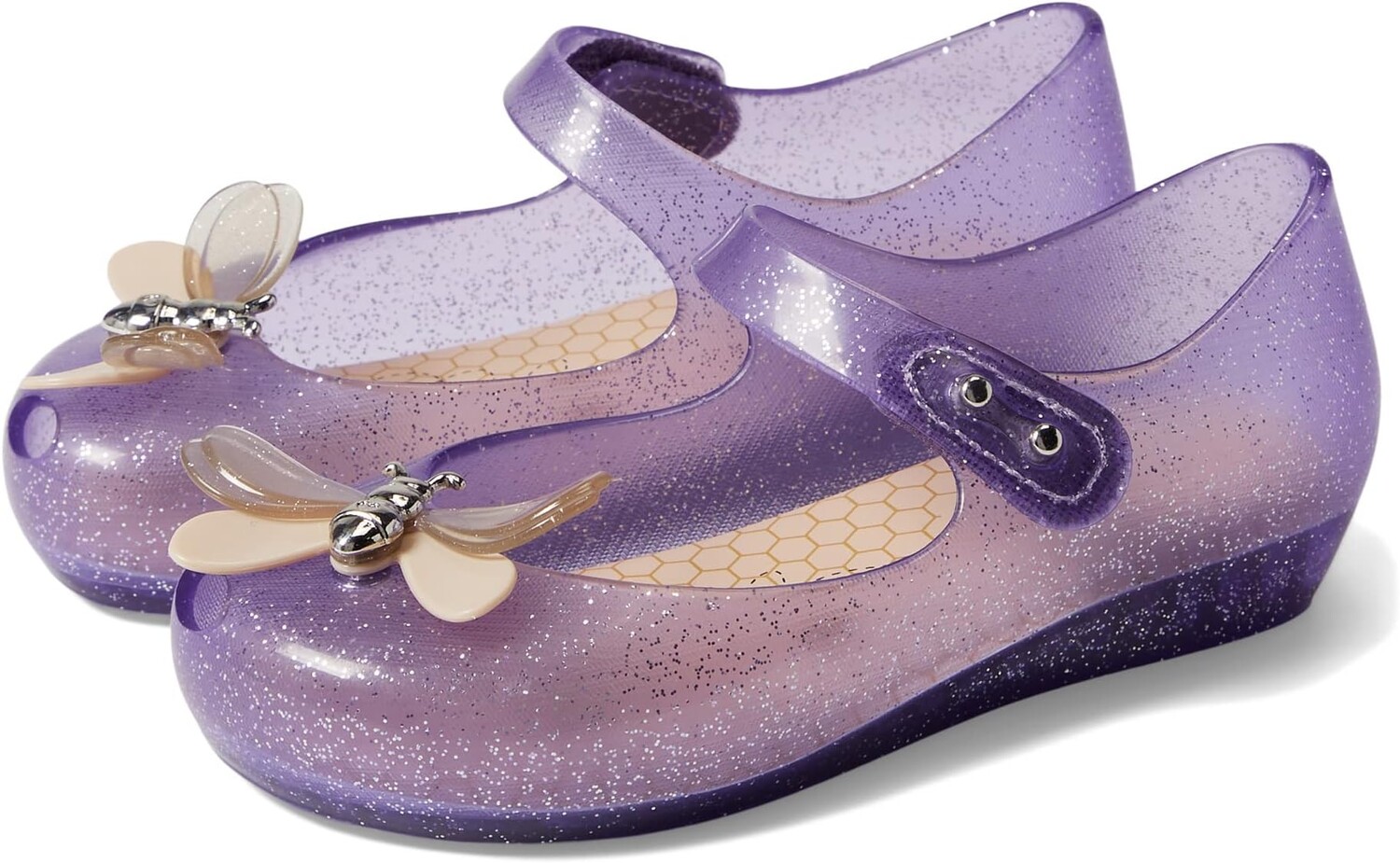 

Туфли на плоской подошве Mini Melissa Ultragirl Bugs BB, цвет Lilac Glitter/Pink