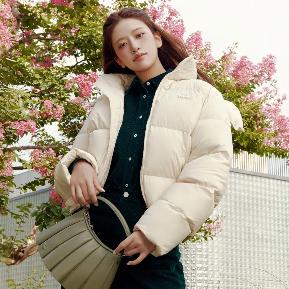 Пуховик Lacoste Короткий с капюшоном, кремовый