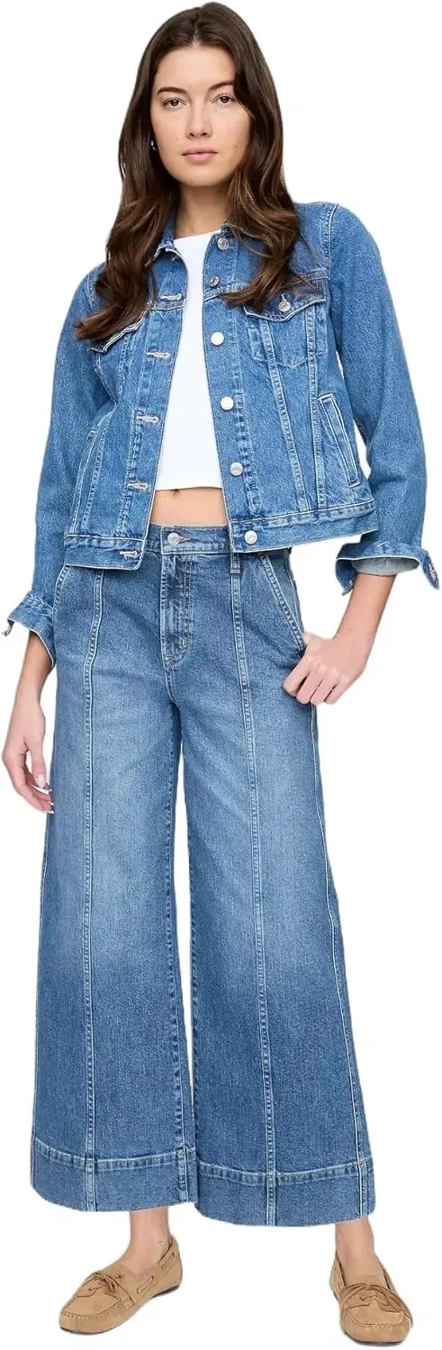 Женские укороченные джинсы Gap с широкими штанинами