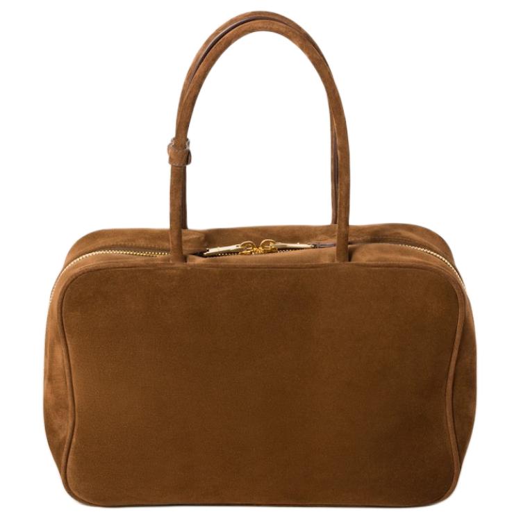 MIU MIU Сумка боулинг Beau Suede Leather через плечо женская Cocoa Brown — фото 3