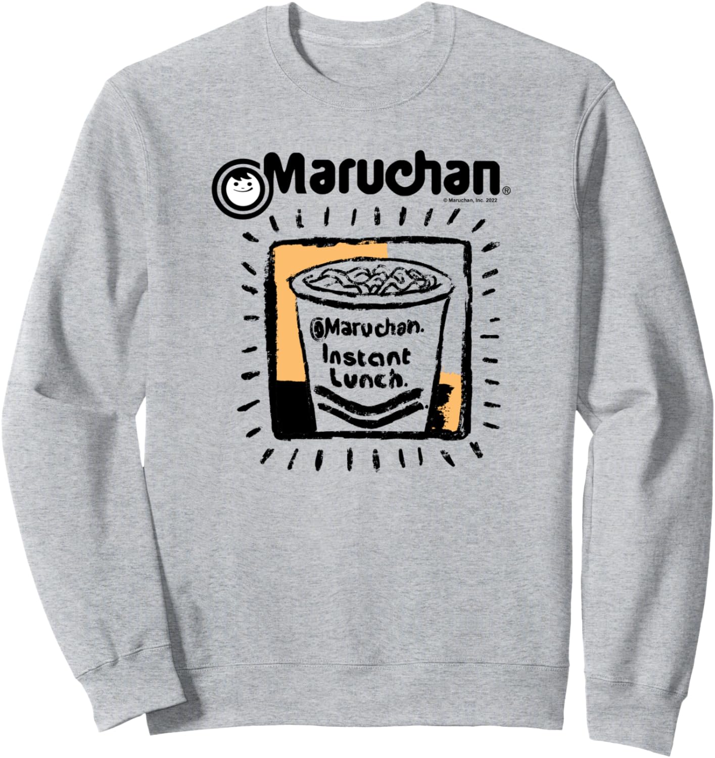 

Толстовка с логотипом Maruchan Instant Lunch Ramen Cup Crayon Drawing Logo Maru-Chan, серый