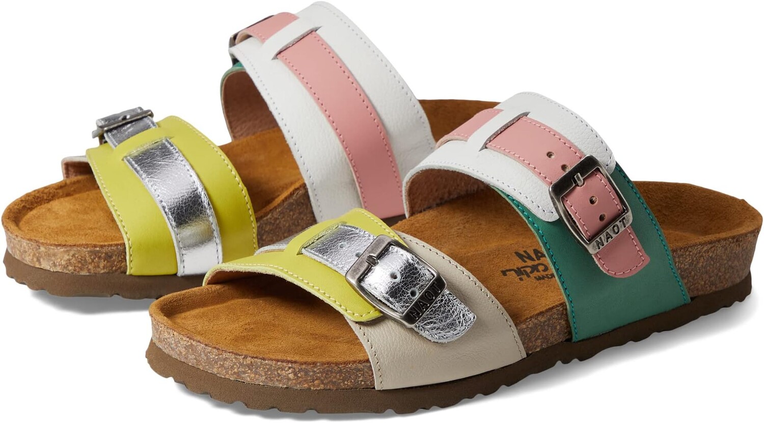 Сандалии на плоской подошве Santa Cruz Naot, цвет Jade/Ivory/Blush Leather Combo