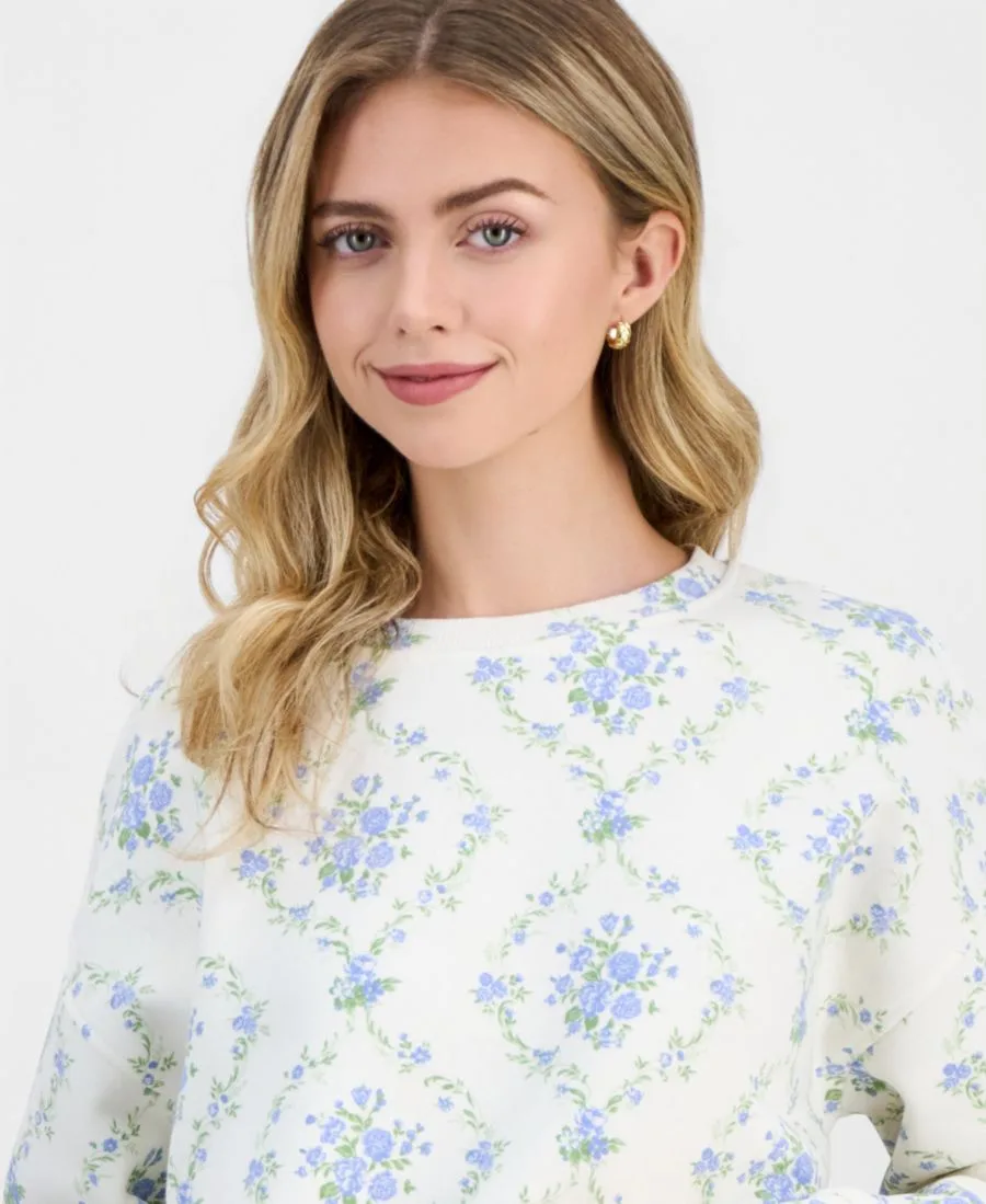 Детская флисовая толстовка с круглым вырезом и принтом Rebel Veil, Hydrangea Floral — фото 3
