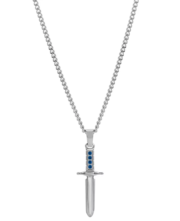 

Мужское ожерелье с подвеской в виде меча из кубического циркония, 24 дюйма, из нержавеющей стали Blackjack, blue