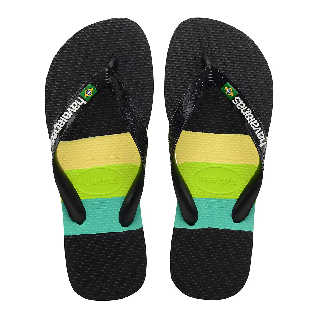 

Унисекс Бразилия Tech Havaianas Носки Шлепанцы, черный/многоцветный