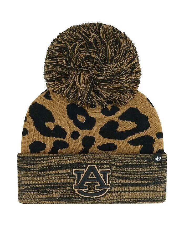 

Женская коричневая шапка Auburn Tigers Rosette с манжетами и помпоном '47 Brand