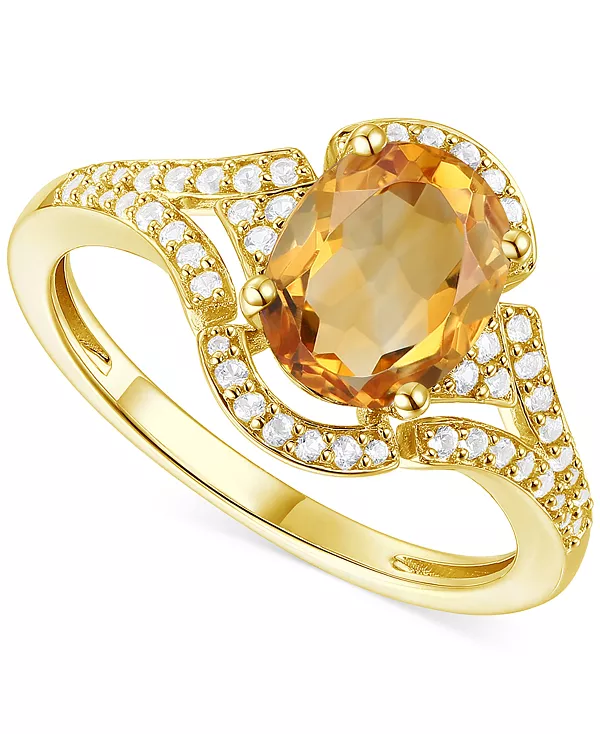 

Кольцо с открытыми камнями из серебра 14 карат с аметистом (1-1/2 карата tw) и выращенным в лаборатории белым сапфиром (1/4 карата tw) (также с другими драгоценными камнями) Macy'S, citrine