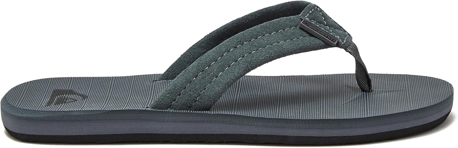 Детские шлепанцы Quiksilver Carver Suede с фиксирующим ремешком, черный/серый — фото 2