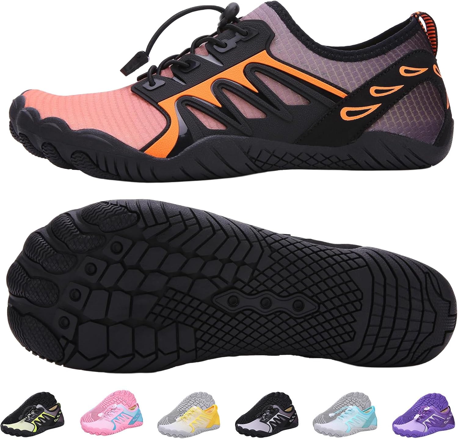 

Кроссовки для походов с широким носком для мужчин и женщин, противоскользящие водные кроссовки, обувь для бега, пляжа, плавания и бассейна Kiyenus, оранжевый