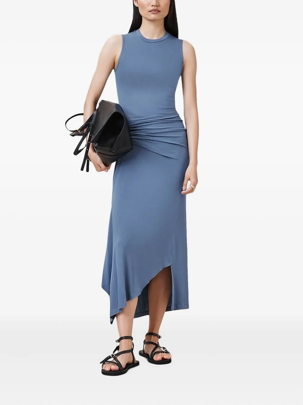 

Асимметричное платье Rivi с драпировкой AllSaints, синий