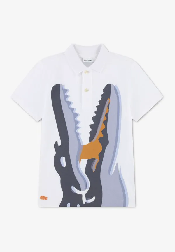 Футболка-Поло с акварельным рисунком Lacoste, Blanc
