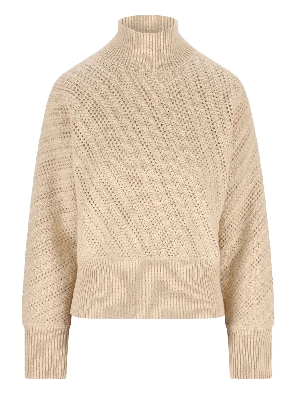 

Водолазка с высоким воротником и вязкой «соты» FENDI, нейтральный