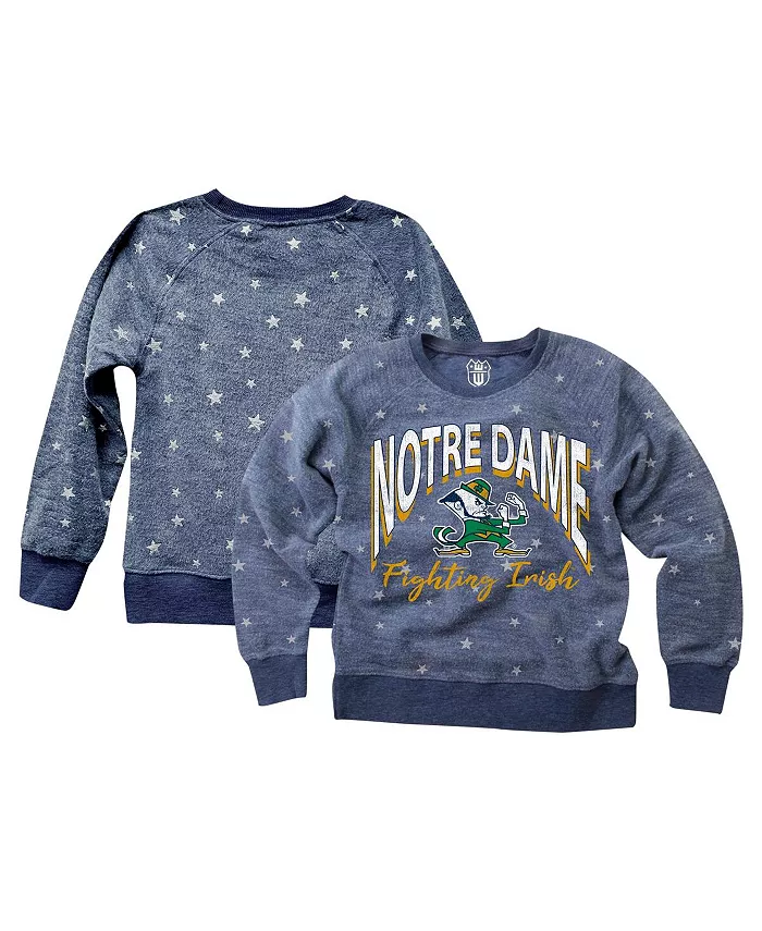 

Толстовка с длинным рукавом и реглан из флиса с принтом звезд и блестками для больших девочек, темно-синяя, Notre Dame Fighting Irish Wes & Willy