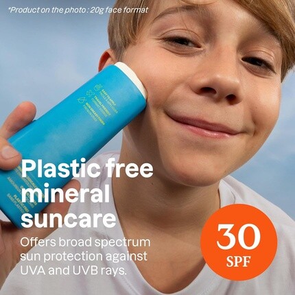 ATTITUDE Минеральный солнцезащитный стик для детей SPF 30, проверен EWG, не содержит пластика, широкий спектр защиты от UVA/UVB, с оксидом цинка, дерматологически протестирован, веганский, без запаха, 60 г — фото 2