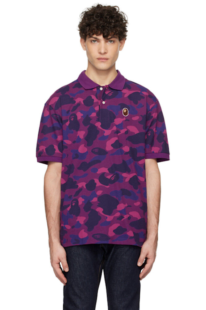 

Поло с большой головой обезьяны фиолетового цвета BAPE