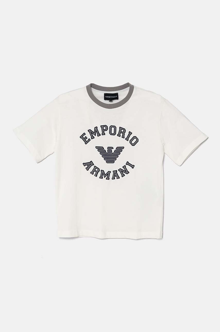 

Детская хлопковая футболка Emporio Armani, белый
