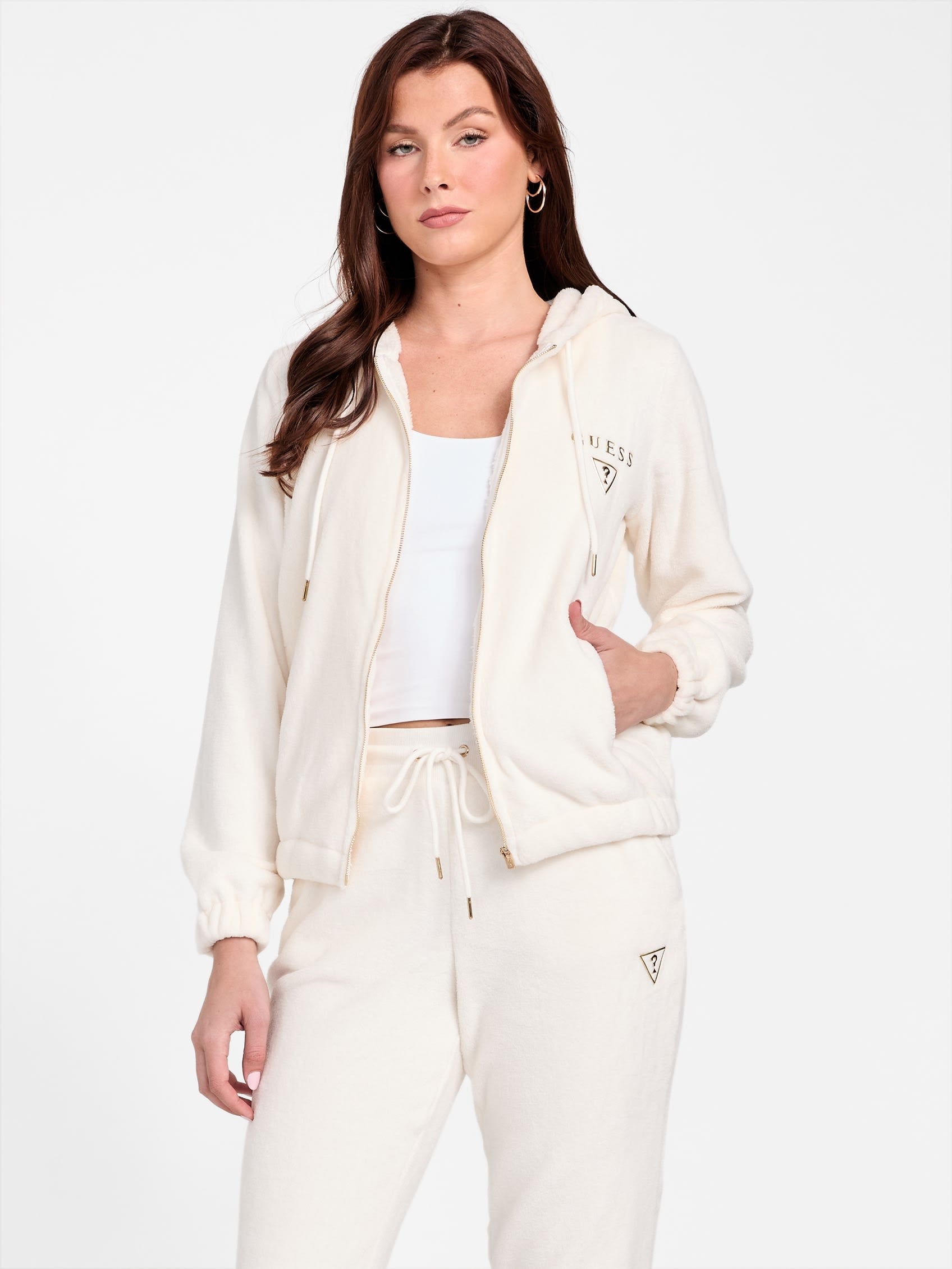 

Толстовка с капюшоном Lolly Sherpa Zip Guess Factory, цвет spirit white