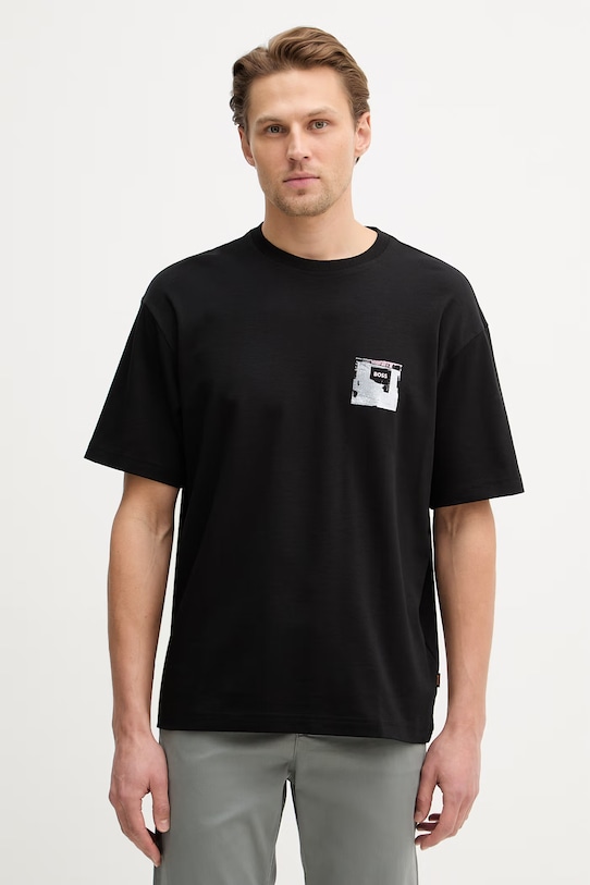 

Хлопковая футболка te_citylights BOSS Orange, черный