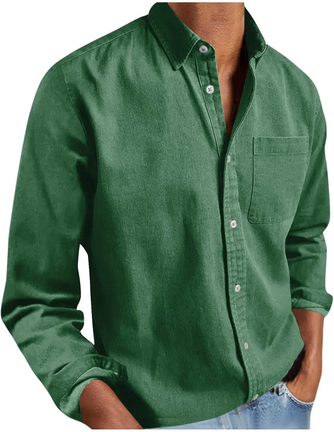 

Мужская рубашка с длинным/коротким рукавом Big and Tall, однотонная, с воротником и нагрудным карманом