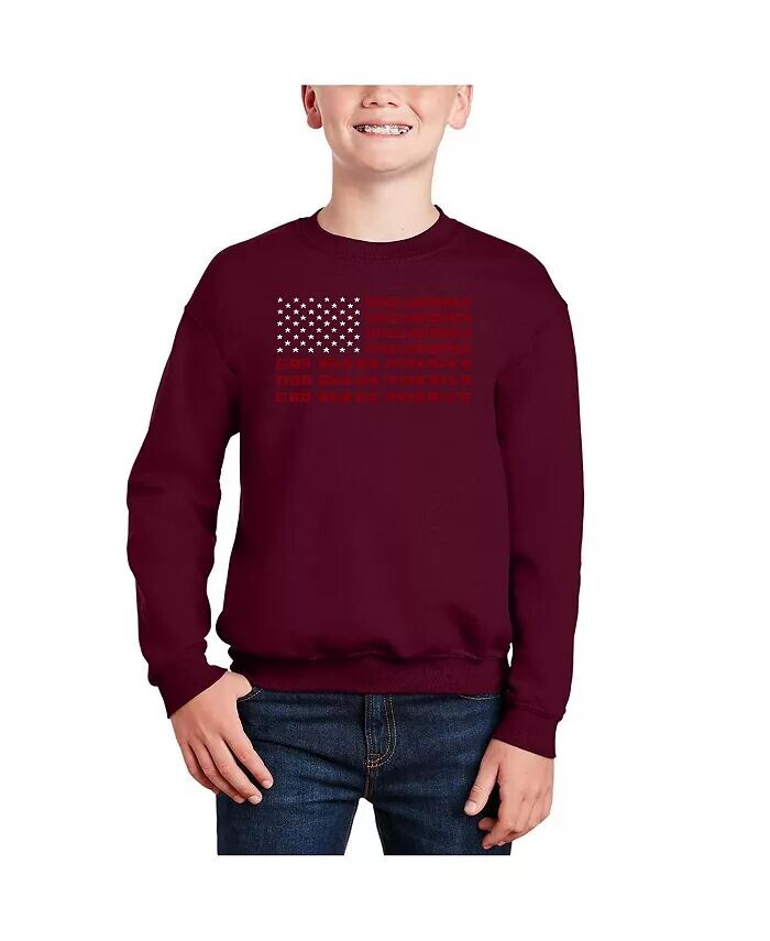 

Боже, благослови Америку — толстовка с круглым вырезом Big Boy's Word Art La Pop Art, красный