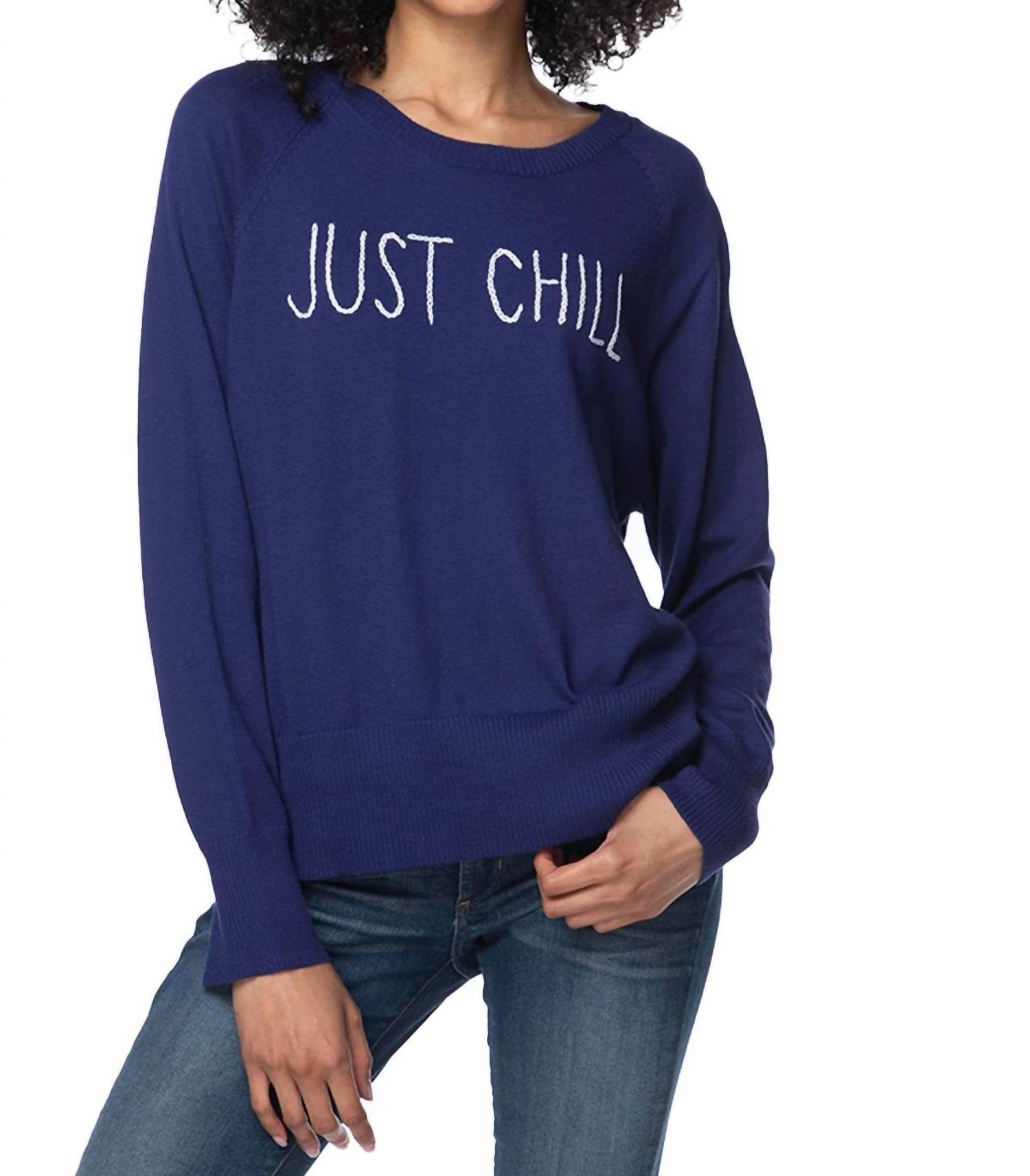 

Вышитый свитер Just Chill синего цвета Subtle Luxury