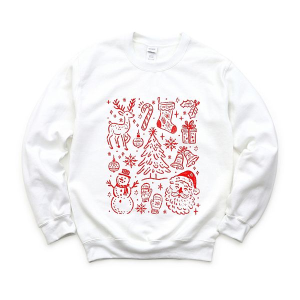 

Свитшот женский с новогодними иконками мелом Simply Sage Market, White