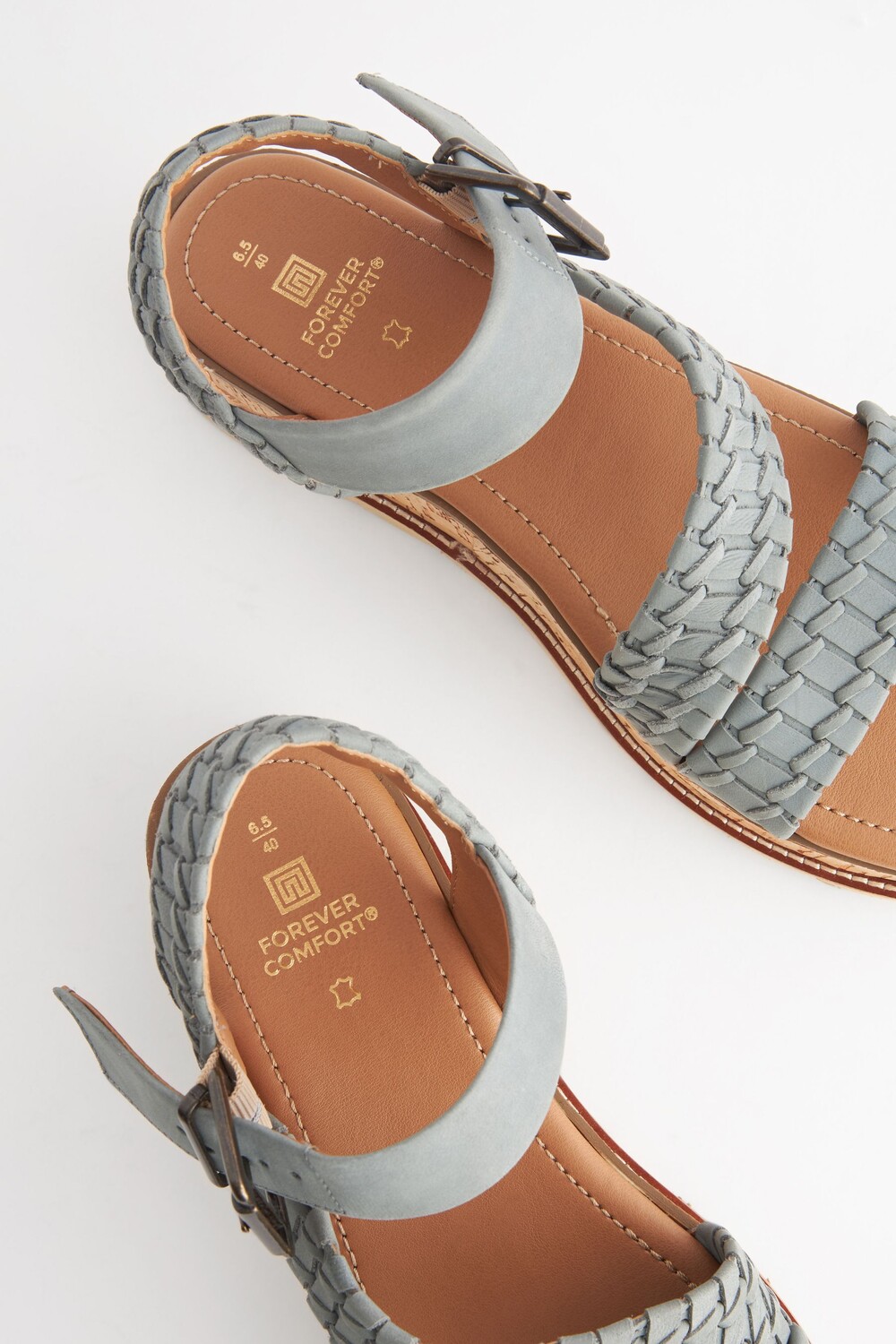 Сандалии Forever Comfort из пробковой кожи на плоской подошве Next, синий — фото 4