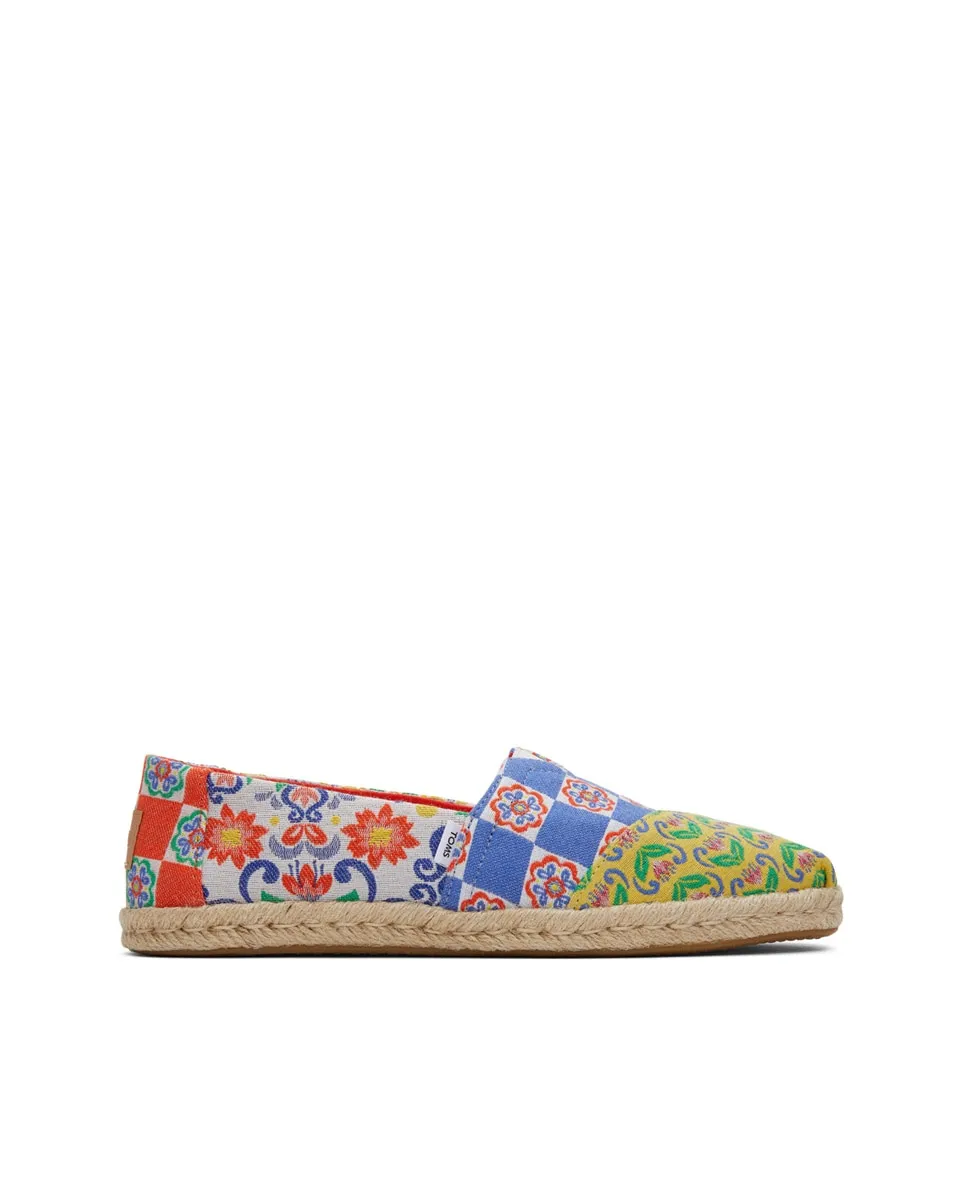 Женские плоские эспадрильи из печатного холста Rope Toms, синий