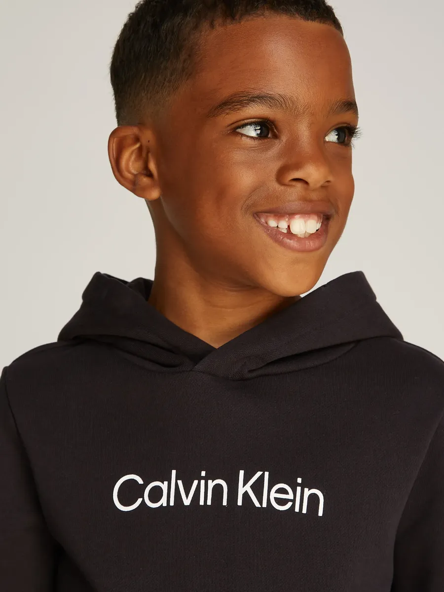 Толстовка с капюшоном Calvin Klein Jeans "Inst. Толстовка с логотипом Reg. Terry", для детей до 16 лет, с надписью-логотипом, черный — фото 4