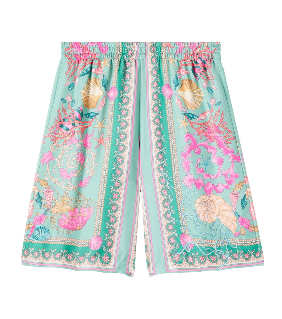 

Шорты из шелкового твила Underwater Barocco Versace Kids, Sea Green+Multicolor