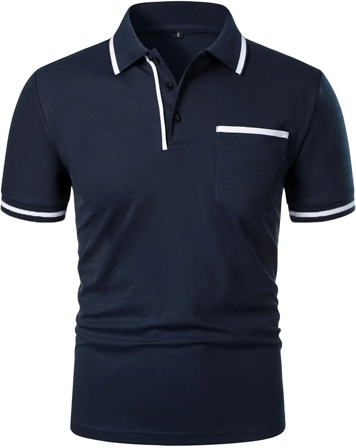 

Мужская поло с коротким рукавом Slim Fit, летняя, с карманом