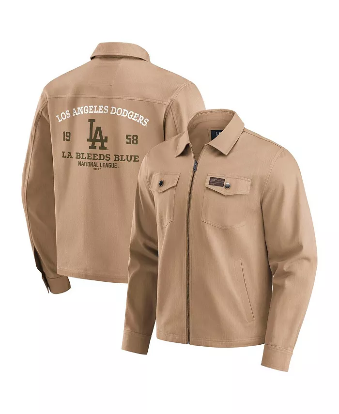 

Куртка мужская застегивающаяся на молнию Darius Rucker Collection цвета загара с эффектом поношенности Los Angeles Dodgers Fanatics