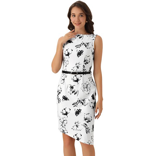

Женское платье без рукавов с поясом, цветочный принт, лодочка, асимметричный подол, длина до колена Inspire Chic