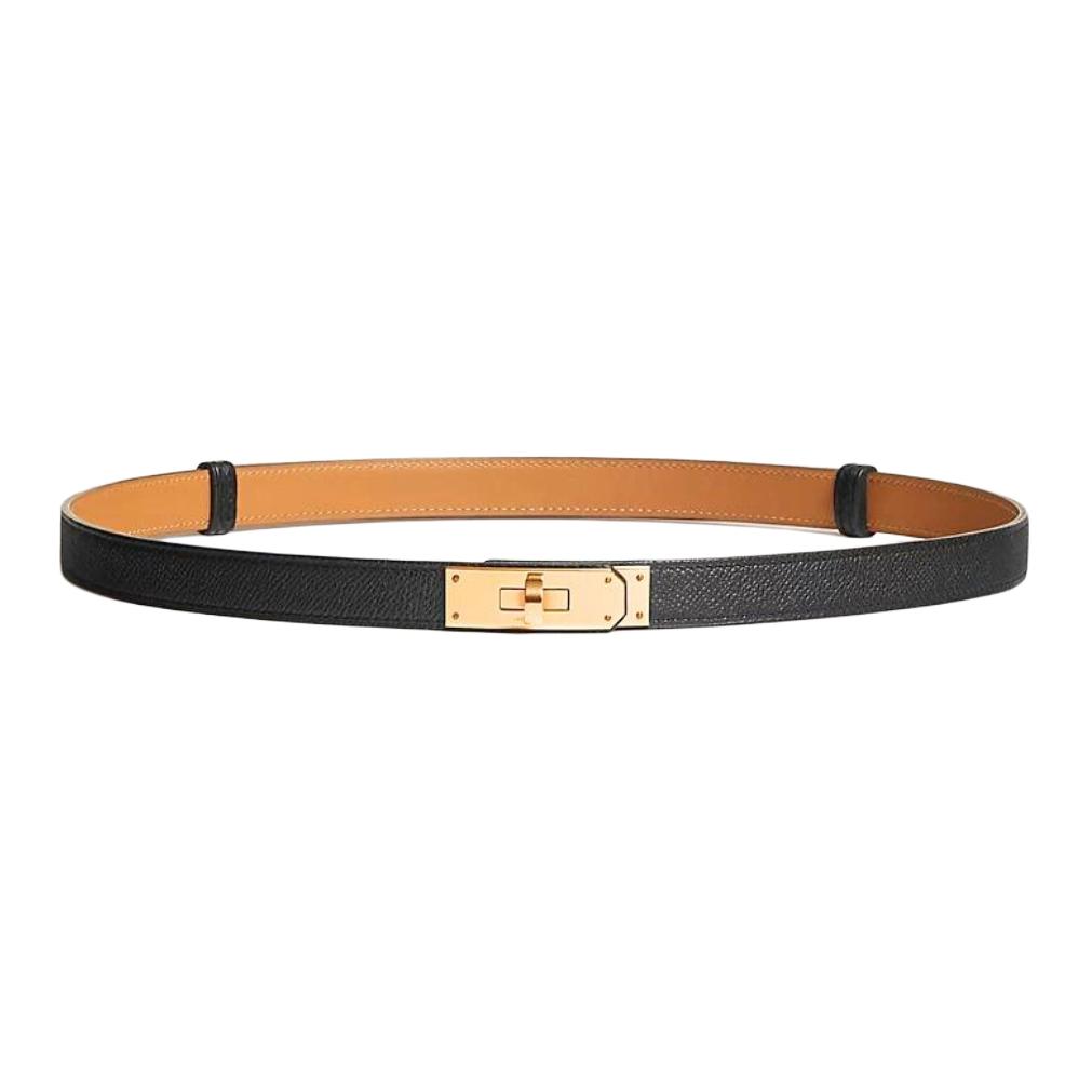 

Кожаный ремень HERMES с гладкой пряжкой, телячья кожа, позолоченная, разноцветный, ширина 1.8 см
