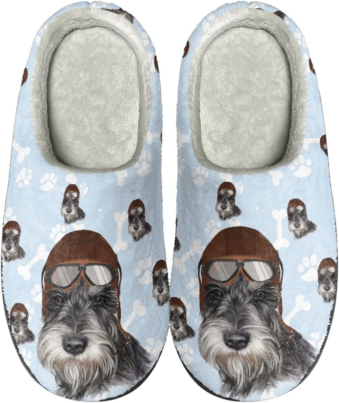 

Теплые тапочки Xoenoiee для мужчин и женщин, мягкие удобные домашние тапочки, легкие, слипоны, пушистые для спальни и дома, Aqua Blue Schnauzer