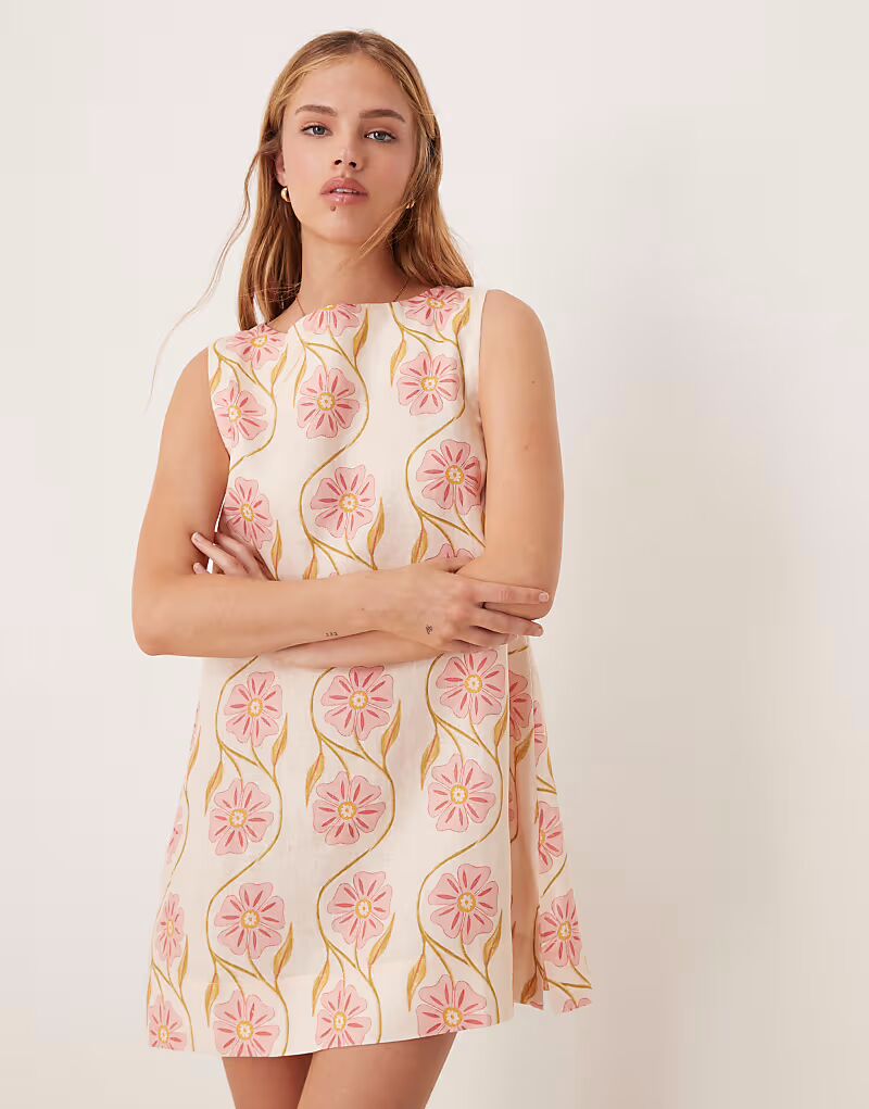 

VRG GRL aftersun bloom цветочное льняное платье-футляр в многоцветном исполнении